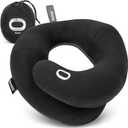 BCOZZY Travel Neck Pillow for Airplane Patented Double Support for Head, Neck, and Chin. Best for Long Flights, Plane Sleeping, and Car Rides. Adjustable Size. Fully Washable. Carry Bag. Large, Black