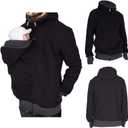 amropi Mens Kangaroo Jacket for Dad and Baby Carrier Hoodie Pullover Sweatshirt (Black, L)
