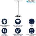 Flash Furniture Chad 23.5'' Round Glass Cocktail Table with Adjustable Height Frame, Bar Height Table for Commercial or Residential Use, Clear/Chrome