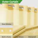 eachope No Hook Linen Texture Shower Curtain with Snap-in Liner,71x80 Gold