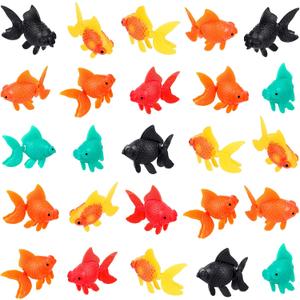 Sumind 30 Pieces Multicolor Fake Floating Fishes Plastic Fake Goldfish Artificial Aquarium Fishes Colorful Realistic Artificial Moving Fish Ornament Decorations for Aquarium Fish Tank