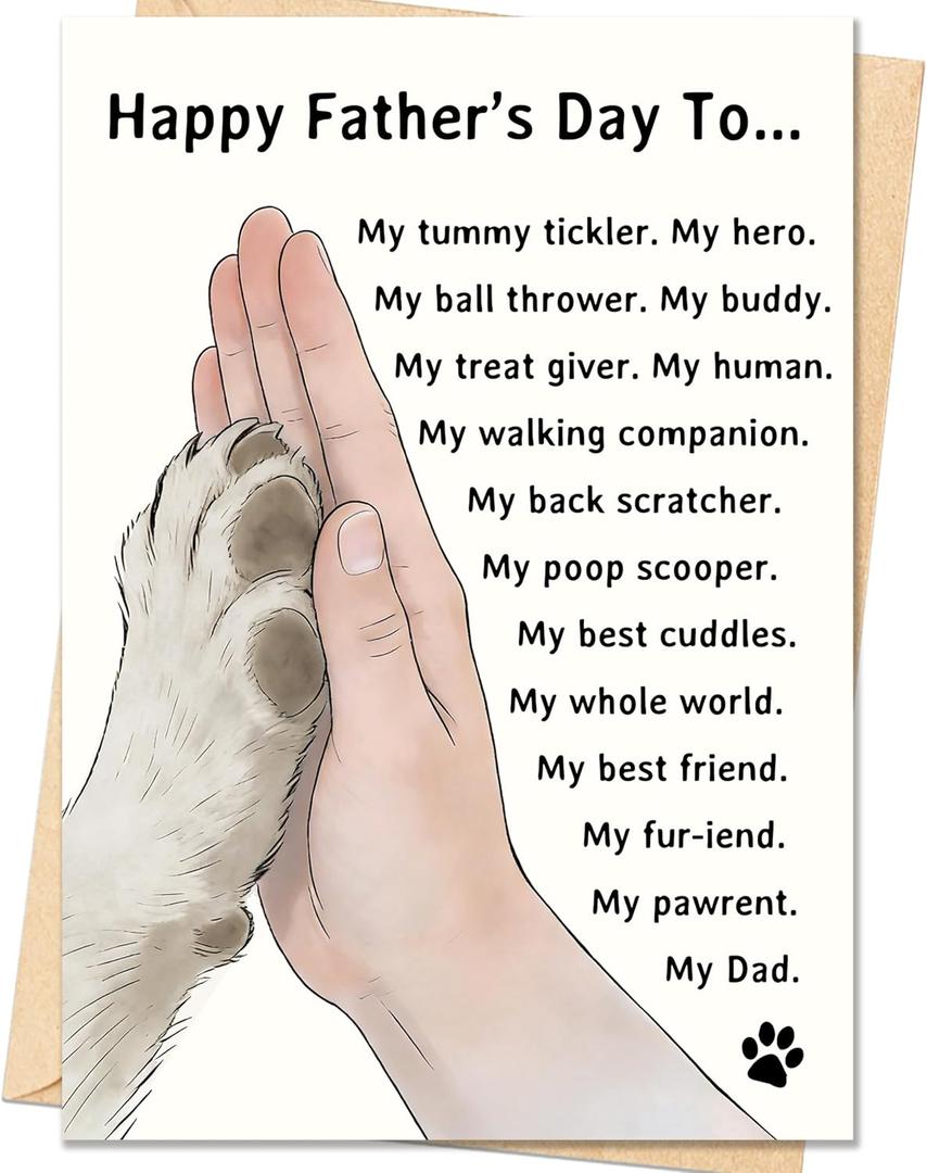 3 x IDU Fathers Day Card Gifts, Dog Dad Fathers Day Card Gift