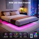 King Size Floating Bed Frame with Smart LED Lights & Charging Station, Metal Platform Bed Frame, Noise-Free, No Box Spring Needed, Easy Assembly