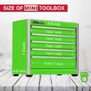 P.I.T. Mini Green Tool Box, Portable 5-Drawer Micro Roll Cab Steel Tool Box with Liner, Green Small Tool Case for Tools Storage, Home DIY