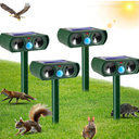 4 Pack Solar Ultrasonic Animal Repellent Outdoor Deer Repellent Devices Waterproof Motion Activated Animal Deterrent Device to Scare Cat Dog Squirrel Rabbit Raccoon Skunk Out of Yard Garden Lawn