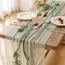 Keketoarrange Sage Green Spring Table Runner Cheesecloth 120 Inch 10 FT Rustic Boho Cheese Cloth Runner for Wedding Baby Shower Bridal Shower Sheer Gauze Centerpiece Spring Summer Home Decorations