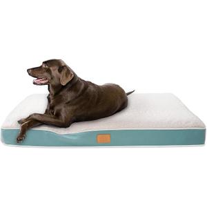 Sunheir Orthopedic Dog Bed for Medium Dogs, Waterproof Deluxe Plush Dog Crate Bed with Removable Washable Cover & Anti-Slip Bottom, Egg Crate Foam Pet Bed Mat, Light Blue, (30.0"L x 20.0"W x 3.0"Th)