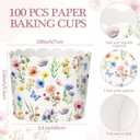 Potchen 100 Pcs Floral Cupcake Liners Spring Tea Party Muffin Liners Cups Paper Butterfly Flower Cupcake Wrappers Cases Cake Decorations for Spring Birthday Dessert Supplies