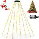 Christmas Tree Lights Indoor Outdoor, 280 LED Christmas String Lights 8.2FT x 8 Lines with 8 Modes & Timer, Waterproof Twinkle Decor Lights Plug in for 6FT Xmas Tree Christmas Decoration (Warm White)