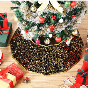 Mr. Pen Christmas Tree Collar, 28" Gold Sequin Base Cover for Artificial and Pencil Trees, Xmas Tree Collar