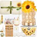 15 Pcs Sunflower Gift Basket for Mother's Day Mom Women,Care Package with Rechargeable Lamp & Blanket, Sunflower Gifts for Mom, Birthday Gifts for Women, Thinking of You Get Well Gift Set