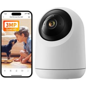 SwitchBot Security Indoor Camera 2K - Pan/Tilt Cam 3MP for Baby Pet Monitor, 2.4G Wi-Fi Plug-in, Night Vision, 2 Way Audio, 360 Motion Tracking, Privacy Mode, Works with Alexa, Cloud & SD Storage 256G