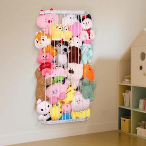 Stuffed Animal Storage Large Toy Organizer Adjustable Metal Plushie Net Holder for Toy Plush Wall Toy Storage Shelf for Kids Nursery Bedroom Home Decor