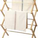 Gibson Home Riverrun Foldable Bamboo Drying Rack for Clothes & Towels – 2-Tier Collapsible Laundry Drying Rack, Space-Saving Air Dry Stand for Clothes, Towels, Blankets, etc for Indoor & Outdoor Use