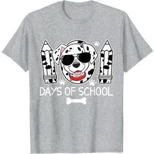 100 Days Smarter Dalmatian Dog 100 Days of School Kids Boys T-Shirt, Size L