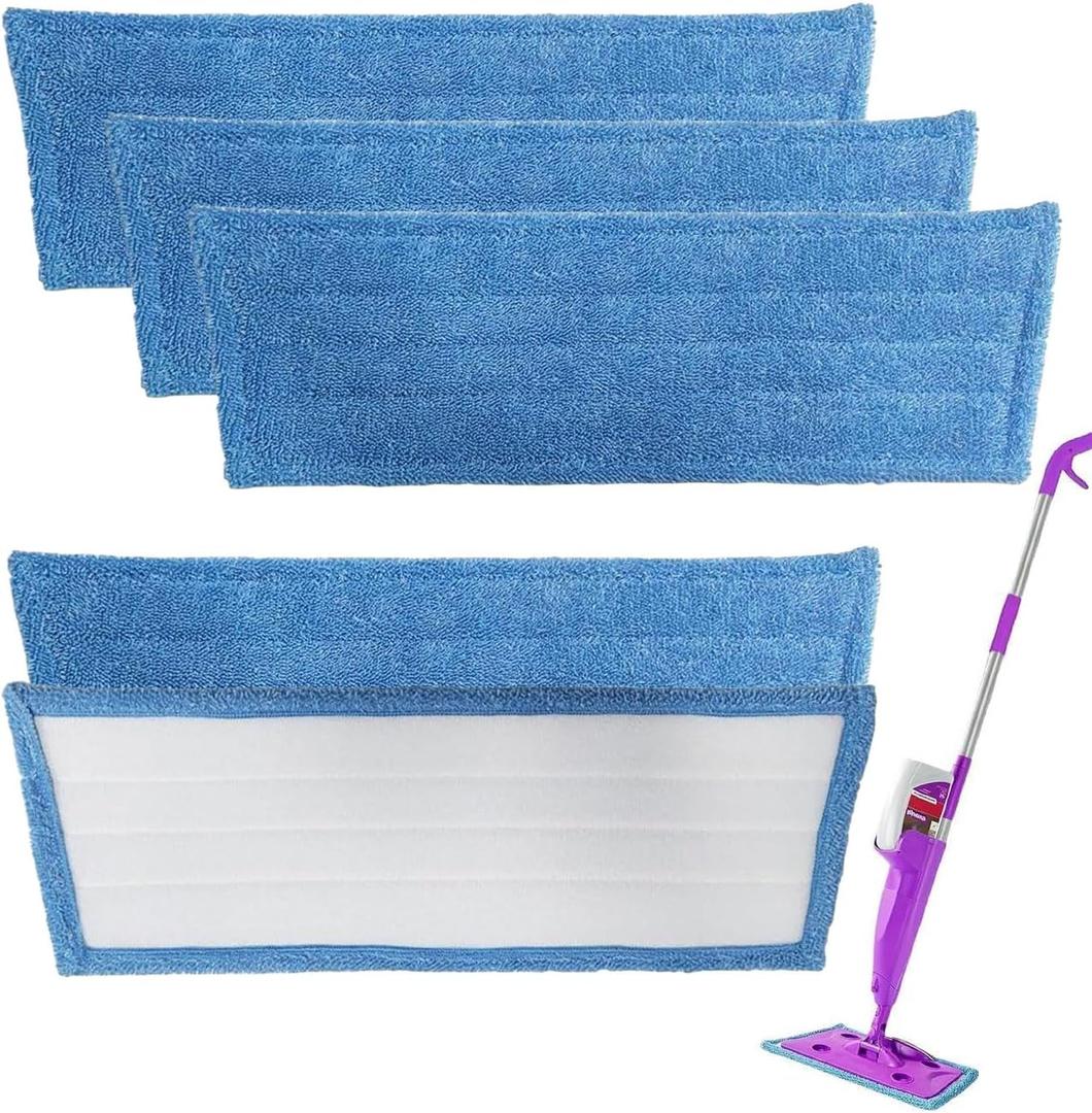 5 Pack Mop Pads Compatible with Rejuvenate Click N Clean Spray Reusable Microfiber Pads Replacement for Rejuvenate Microfiber Washable Mop Refill for Floor Cleaning (5-Pack)