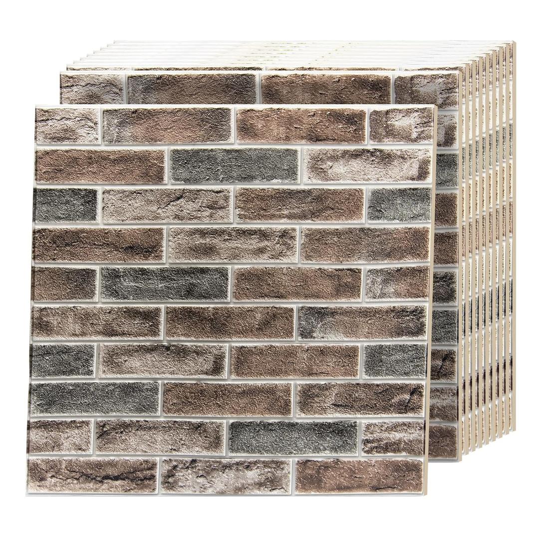 Art3d 52.5 Square Feet (Pack Of 10) Wall Panel Brick, Brown