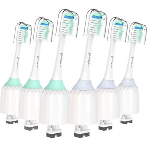 Toothbrush Heads for Philips Sonicare Replacement Heads E-Series, Essence, Xtreme, Elite, Advance and CleanCare Screw-On Electric Handles, Brush Heads for Philip Sonic Care, 6 Pack