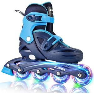 2PM SPORTS Inline Skates for Kids Girls Boys Ages 4-8 6-12 with Light Up Wheels, Adjustable Kids Roller Skates Blades for Youths Beginners, Large - Youth (4Y-7Y US)