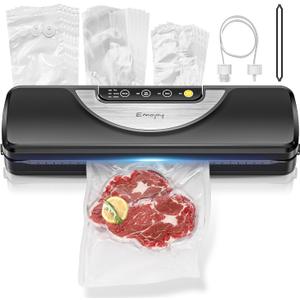Emojoy Vacuum Sealer Machine, Built-in Bag Cutter, 11.8-Inch Sealing Length, Includes 15 BagsBPA-Free
