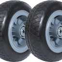 MaxxHaul 51025 12" Solid Tires Flat Free PU Tire and Wheel, with 5/8" Axle Bore Hole, 4" Wide with 3.0" Offset Hub for Hand Truck Garden Wagon Cart Trolley Dolly Lawn Mower Replacement Tire - 2 Pack