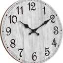 HYLANDA Wall Clock, Gray 16 Inch Wall Clocks Battery Operated Silent Non Ticking, Country Round Clocks Farmhous Wall Decorative for Kitchen, Bathroom, Living Room