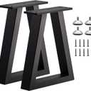 14 '' Trapezoid Metal Table Legs, Heavy Duty Replacement Furniture Feets for DIY Coffee Tables, Bench, Cabinet, Stool, Night Stands, Sofa, (H16 x W11.8, Set of 2)