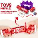 10 Pack Christmas No Snap Party Favor with Red & White Snowflake Design with Party Hat, Joke & Little Gift Inside for Kids, Xmas Gift, Christmas Seasonal Holiday Party Dinner Traditions Supplies