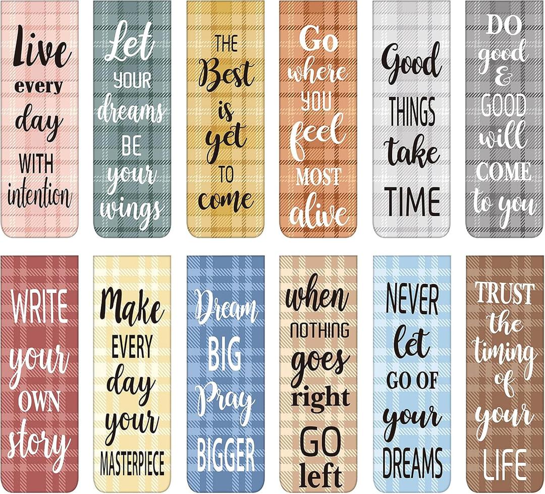 60 Pieces Inspirational Magnetic Bookmarks Motivational Bookmarks Magnetic Page Markers Assorted Magnet Page Clips for Students Teachers School Home Office Supplies (Simple Style)