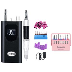 Delanie Electric Nail Drill Professional 35000 RPM Rechargeable Portable E-File for Nail Tech