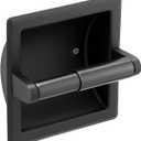 BWE Matte Black Recessed Toilet Paper Holder Toilet Paper Holder Wall Mount Stainless Steel Toilet Paper Roll Holder Bathroom Accessories with Toilet Paper Holder Replacement Rod