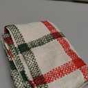 DriftAway Linen Textured Curtain Valances for Windows Bathroom Bedroom Living Room Kitchen Windows Basement Blinds Rod Pocket Semi Sheer 52"x18" 1 Panel Christmas Red Green Patterned