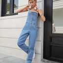 GRAPENT Overalls for Women Loose Fit Jean Denim Bib Jumpsuit Stretch Overall Pants (S)