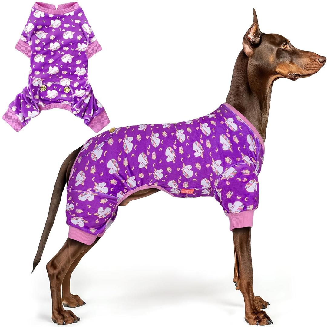 KYEESE Dog Pajamas for Large Dogs Unicorn Soft Material Stretchable Dog Pajamas Onesie Pet Pjs Dog Clothes, M
