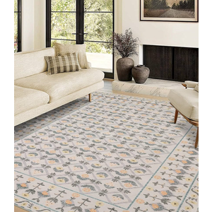 YIHOUSE Beige Floral Vintage Rug 3x5,Washable Area Rugs for Living Room,Colorful Flower Rugs,Non-Slip Carpets White and Pink Boho Area Rug for Bedroom,Nursery