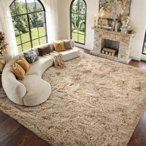 9x12 Extra Large Area Rugs for Living Room, Shaggy Non-Slip Rugs for Bedroom Kids Playroom Dorm Room, High Pile Ultra Soft Carpet, Beige