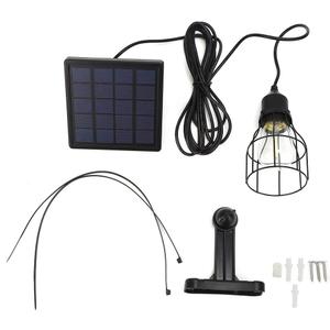 Solar Light, E27 LED Solar Lights with Suspending Metal Cage Lamp, IP65 Waterproof for Garden Yard Household Lighting