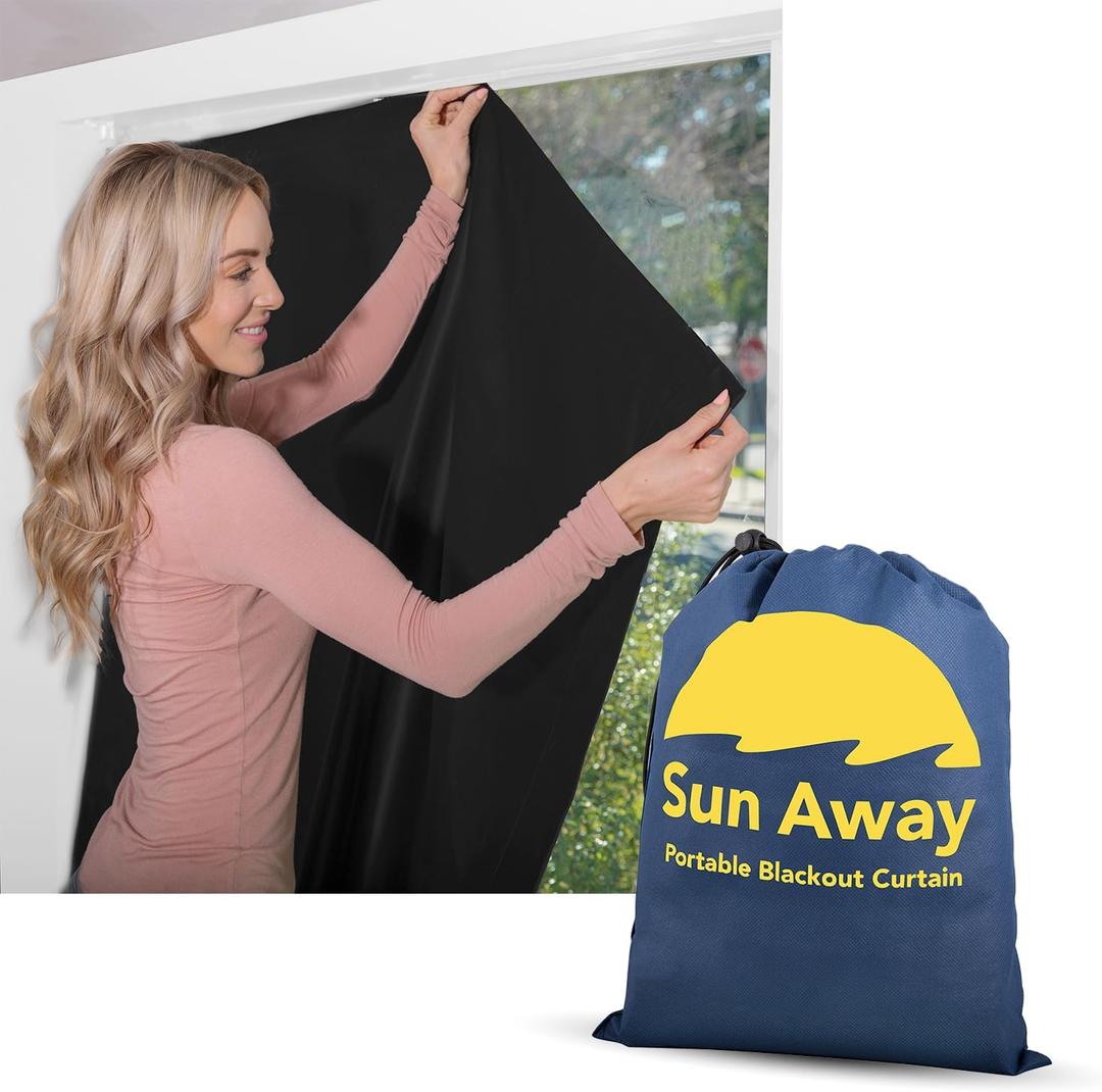 Portable Blackout Curtain with Suction Cups - Premium Easy Install Shade No Tools Required - Temporary Blinds, Perfect for Baby Nursery or Dorm Room - with Travel Bag (66 Long x 51 Wide)