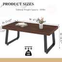 HSH Rustic Walnut Coffee Table, Modern Center Table, Rectangle Industrial Living Room Coffee Table, Simple Farmhouse Wood and Metal Tea Table for Home Bedroom Office, Walnut, 47 in