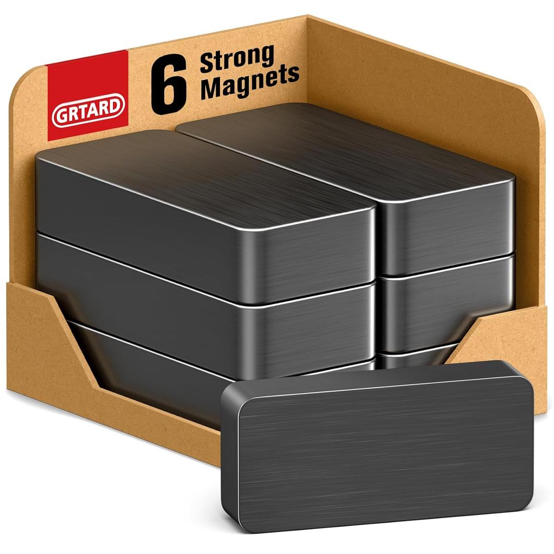 Grtard 6 Pack Heavy Duty Magnets, 1 7/8" x 7/8" x 3/8" Ferrite Blocks for Crafts, DIY, Science, Fridge, Tool Room & Whiteboard