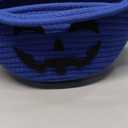 Roshtia Halloween Basket Trick-or-Treat Candy Bucket Cute Smile Pumpkin Cotton Rope Woven Pails with Handle Boo Spooky Small Bucket for Gift Baskets Empty(Blue)