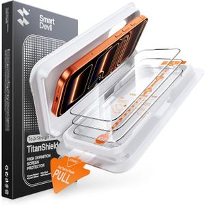 SMARTDEVIL 3 Pack Screen Protector for iPhone 17 Pro, Optical Clear 9H Tempered Glass, 2X Impact Resistance, Anti-Fingerprint Coating, SmartPull Box Bubble-Free Install