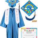 Kindergarten Graduation Cap and Gown - Kids Cap and Gown with Stole and Certificate for 2026 Preschool Graduation (Blue)