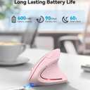 TECKNET Ergonomic Mouse, Rechargeable 2.4G+Bluetooth Vertical Mice 6 DPI Adjustable, Wireless Optical Carpal Tunnel Mouse Right Hand, Multi Device for Laptop, PC, Computer, MacBook, iPad - Pink