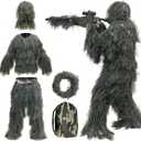 5 in 1 Ghillie Suit,3D Camouflage Hunting Apparel Including Jacket,Pants,Hood,Carry Bag Suitable for Kids Men Adult (Medium or Large)
