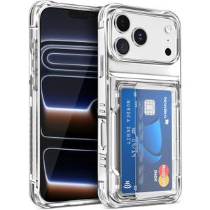 Jelanry Clear Wallet Case for iPhone 17 Pro Max 5G 6.9-inch Credit Card/ID Holder Phone Cases, Anti-Yellow/scratch Shockproof Protective Daily Use Protection Hard Back Cover for iPhone 17 Pro Max 2025