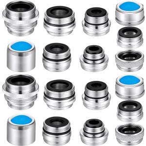 Honoson 18 Pcs Faucet Adapter Kit, brass Male and Female Sink Aerator Set Kitchen Sink Faucet Adapter to Connect Garden Hose, Water Filter, Standard Hose Via Diverter