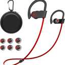 Bluetooth Headphones Wireless Earbuds 16H Playtime Wireless Headphones IPX7 Waterproof Bluetooth 5.3 Running Headphones with Mic Stereo In Ear Earphones Sound Isolation for Workout, Sports Red (Normal)