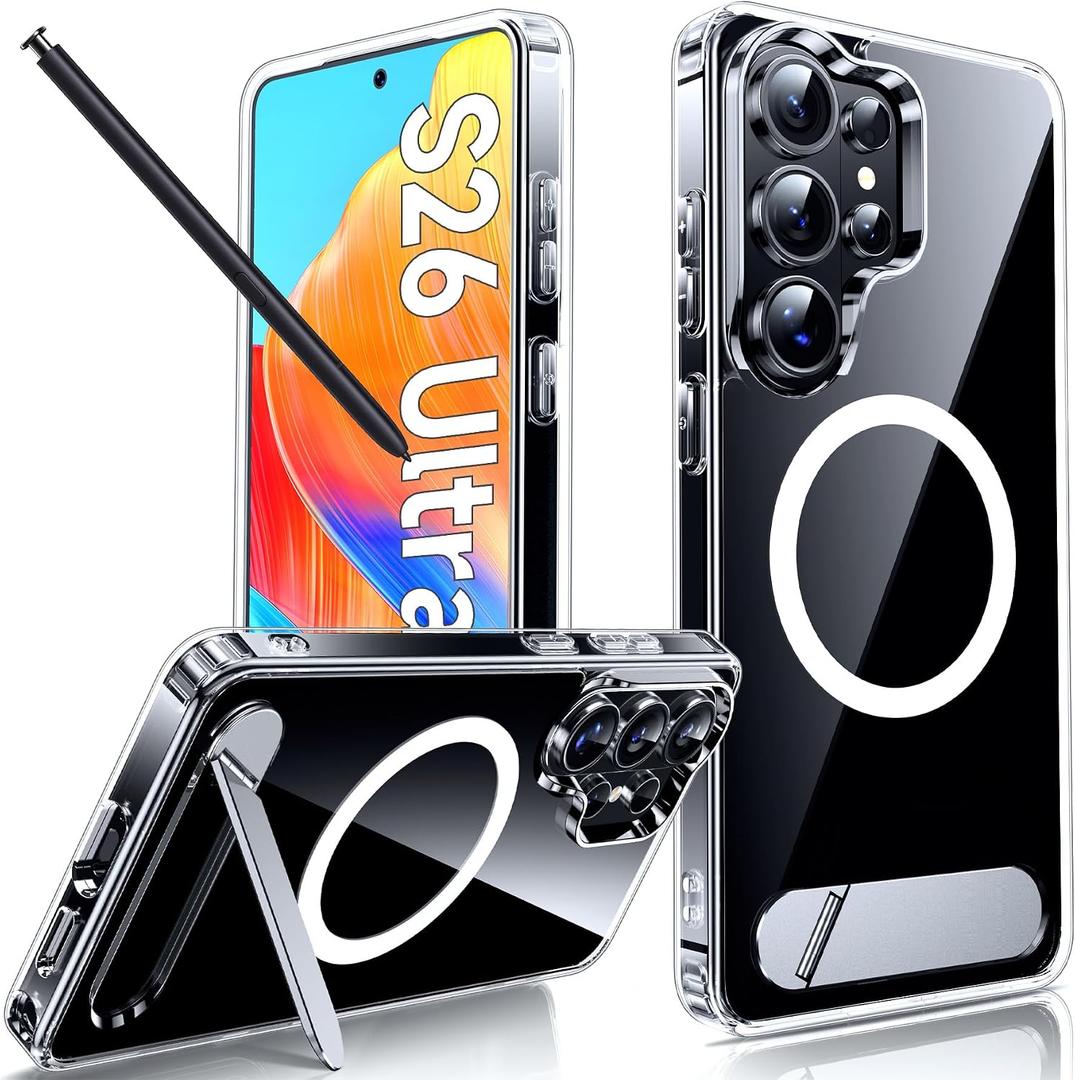 LeYi for S26-Ultra Case Clear with Magsafe & Stand, Upgraded Samsung Galaxy S 26 Ultracase Phone Cover Funda para Magnetic S26ultra Slim Kickstand 26Ultra Anti-Yellowing Protective, Transparent