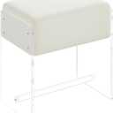 Vanity Stool Chair, Soft Ottoman with Clear Acrylic Legs, Modern Padded Seat Footstool for Entryway, Hallways, Bedrooms and Living Room (White), 11.2"D x 16.5"W x 17.5"H